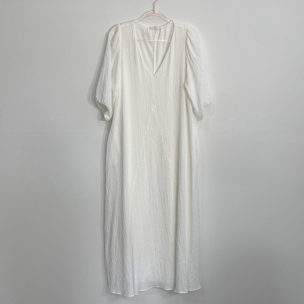 Karlie Lagenlook Crinkle Maxi Dress Women's Large White